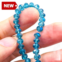 6mm Thunder Polish Glass Crystal Roundel Cut Med. Aquamarine MP
