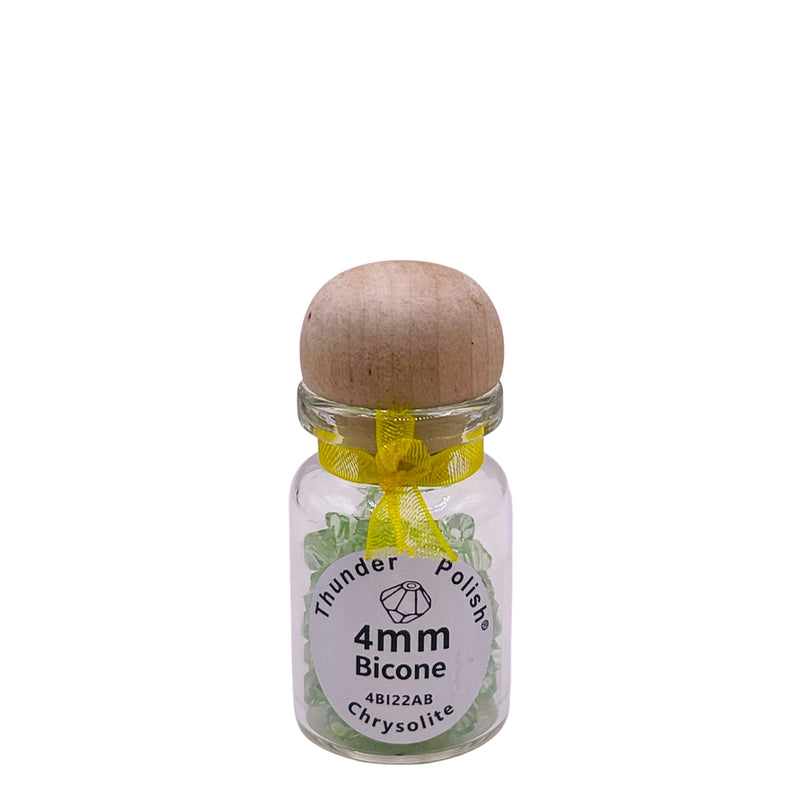4mm Thunder Polish Glass Crystal Bicone Chrysolite AB Bottle