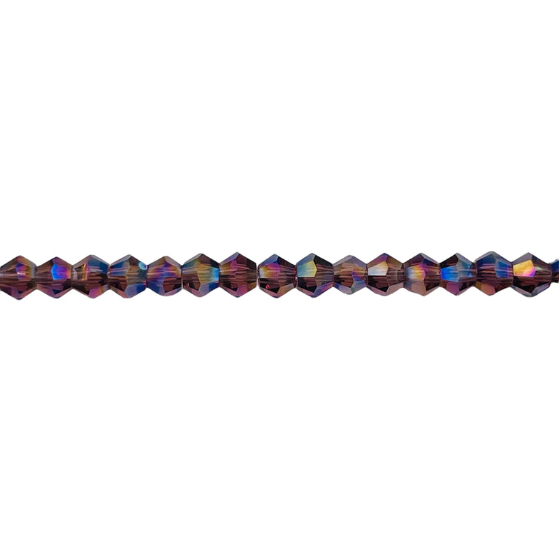 4mm Thunder Polish Glass Crystal Bicone Med. Amethyst AB