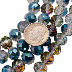 10mm Roundel Cut Glass Crystal Violet Dream