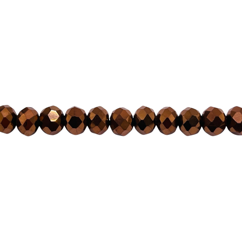 6mm Thunder Polish Glass Crystal Roundel Cut Copper