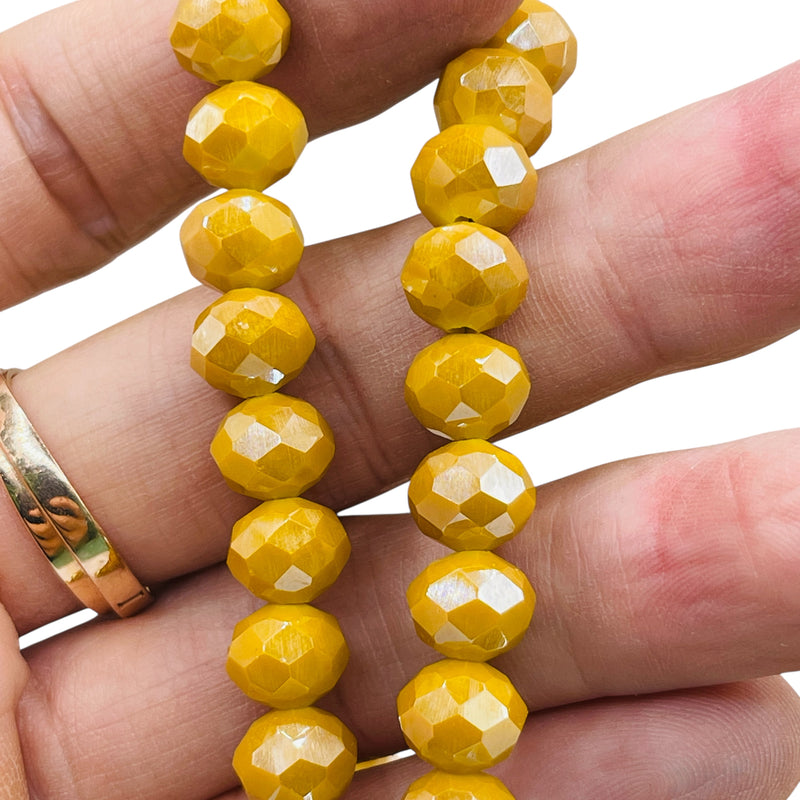 10mm Thunder Polish Glass Crystal Roundel Cut Banana Jade AB