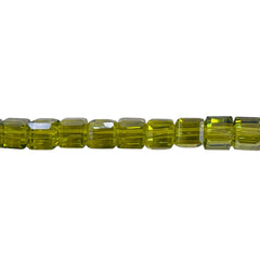 6mm Cube Glass Crystal Lt. Olivine
