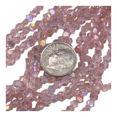 4mm Hexagon Glass Crystal Peach AB