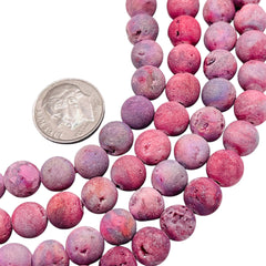 8mm Druzy Round Fushia