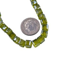 6mm Cube Glass Crystal Lt. Olivine