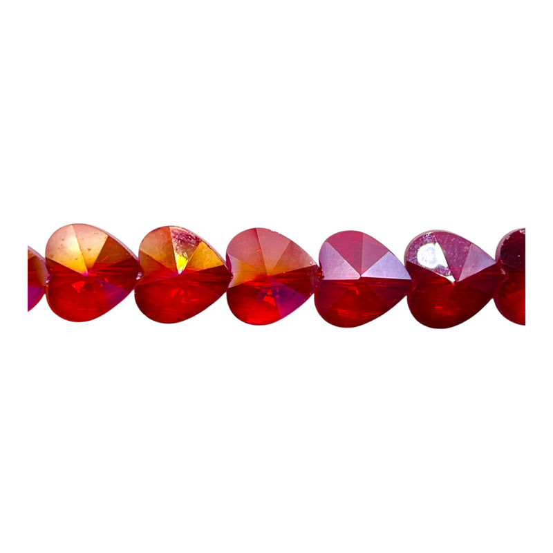 10mm Heart Glass Crystal Red AB
