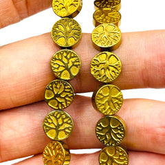 10mm Coin Hematite Gold