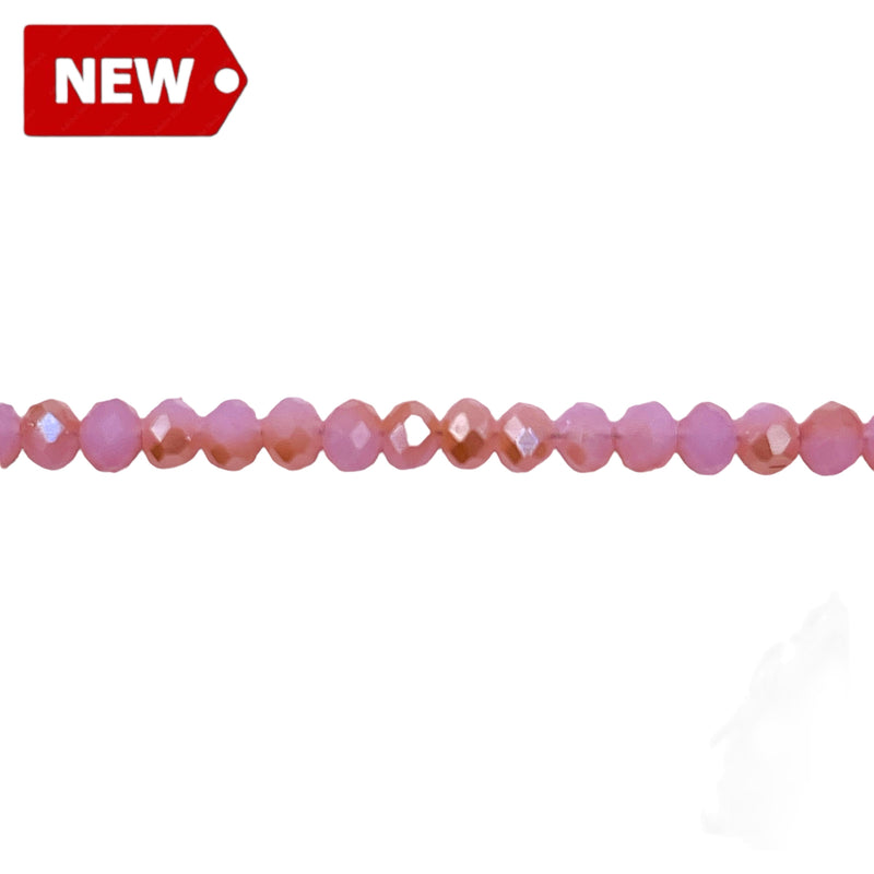 4mm Thunder Polish Glass Crystal Roundel Cut Rose Jade GA