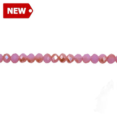 4mm Thunder Polish Glass Crystal Roundel Cut Rose Jade GA