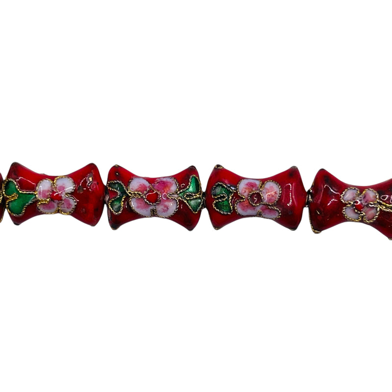 15x10mm Pillow Cloisonne Red