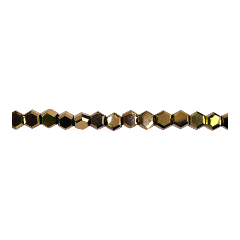 4mm Hexagon Glass Crystal Gold