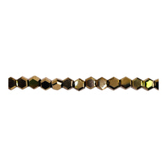 4mm Hexagon Glass Crystal Gold