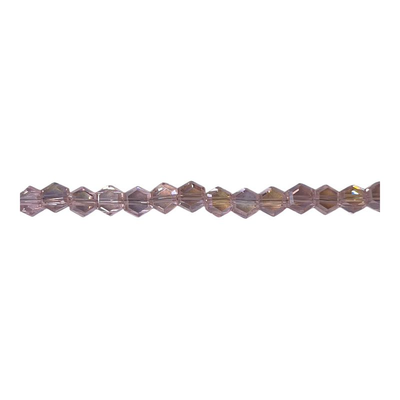 4mm Hexagon Glass Crystal Peach AB