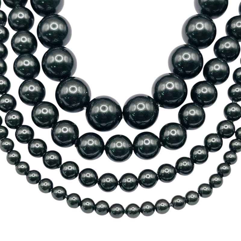 8mm Round Thunder Polish Glass Pearl Tahitian Green