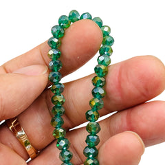 6mm Thunder Polish Glass Crystal Roundel Cut Green Zircon AB