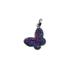16mm Butterfly Druzy Pendant Purple Light
