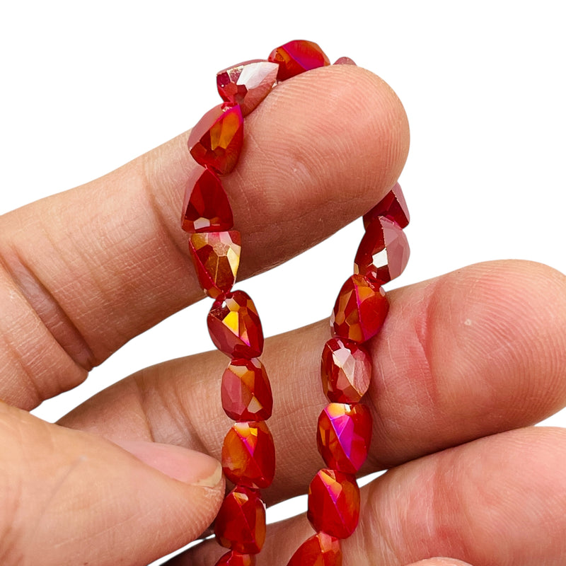 7x6mm Triangle Glass Crystal Ruby Jade GA
