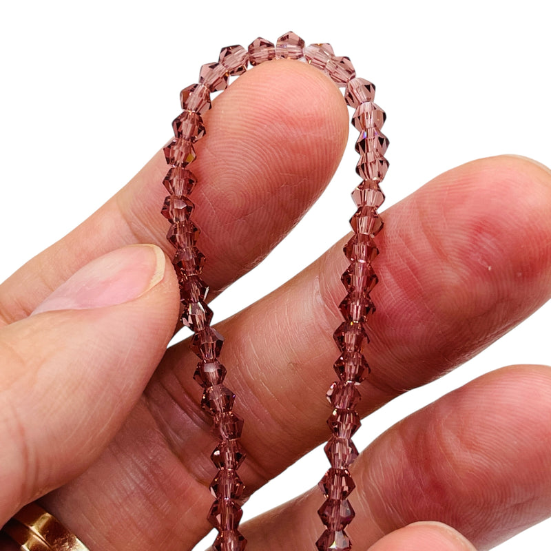 4mm Thunder Polish Glass Crystal Bicone Med. Amethyst