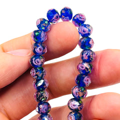 8x6mm Roundel Lampwork Blue