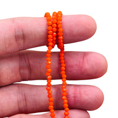2mm Thunder Polish Glass Crystal Roundel Cut Orange Jade