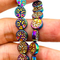 10mm Coin Hematite Rainbow