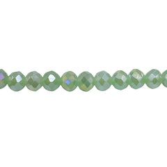 6mm Thunder Polish Glass Crystal Roundel Cut Green Jade AB