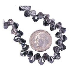6mm Thunder Polish Glass Crystal Bicone Top Drilled Silver Gray