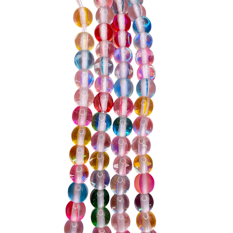 4mm Round Glass Crystal Rainbow