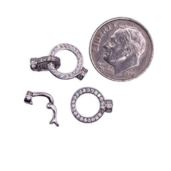 10mm Rhinestone Snap Lock Clasps 925 Silver