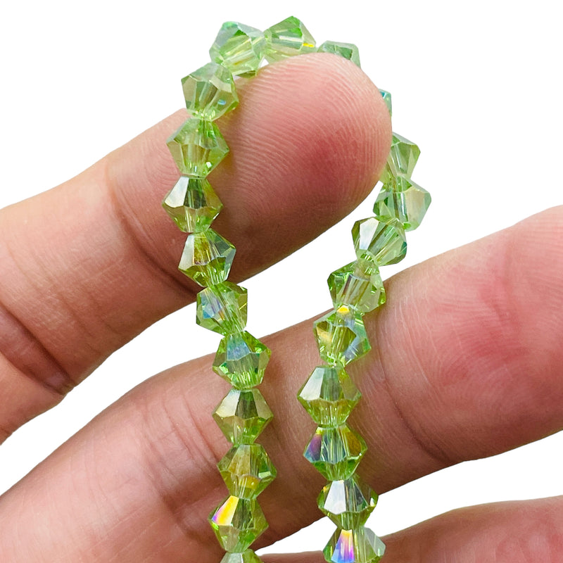 6mm Thunder Polish Glass Crystal Bicone Chrysolite AB