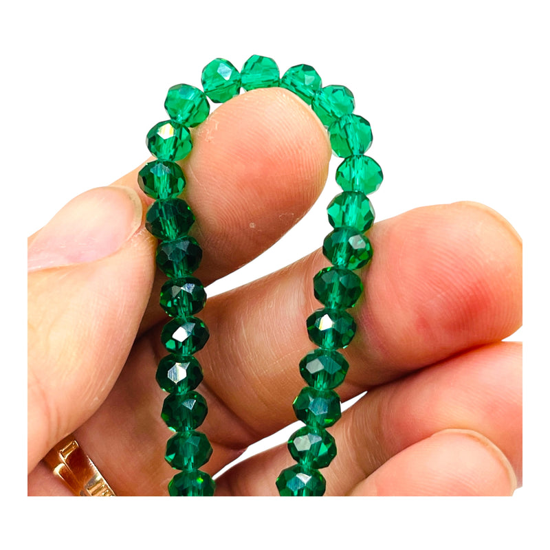 6mm Thunder Polish Glass Crystal Roundel Cut Green Zircon