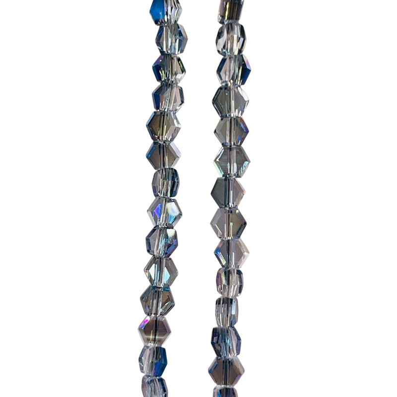 4mm Hexagon Glass Crystal Magic Blue
