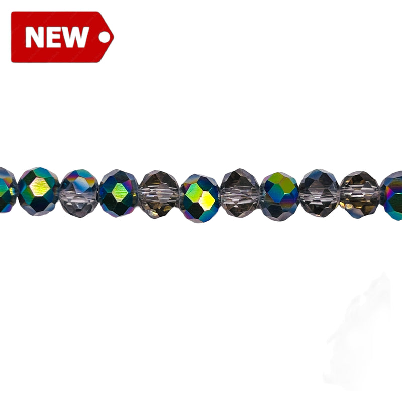 6mm Thunder Polish Glass Crystal Roundel Cut Black Diamond Rainbow
