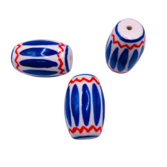 40x25mm Trade Bead Handmade and painted Porcelain