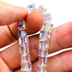 8mm Cube Glass Crystal Super AB