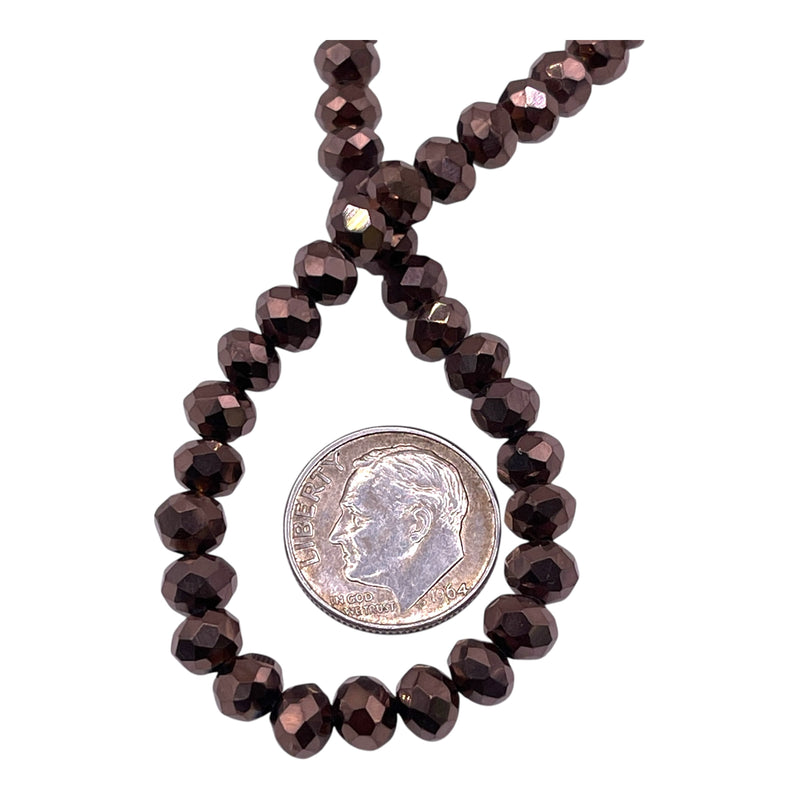6mm Thunder Polish Glass Crystal Roundel Cut Dark Copper