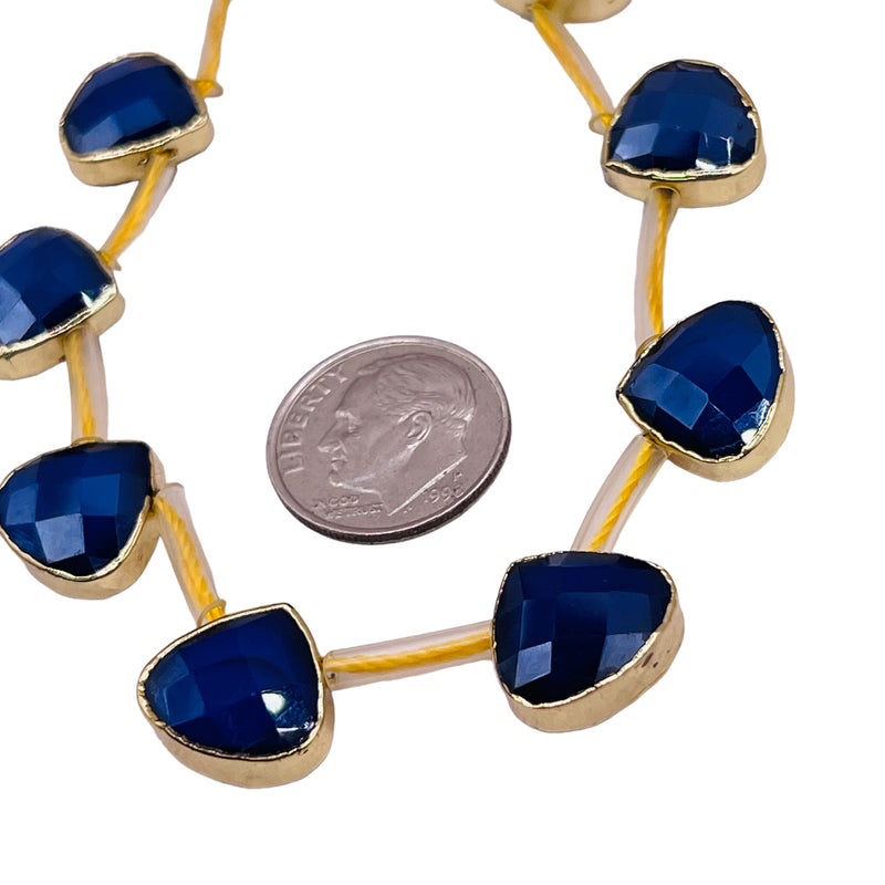13x12mm Pear Gold Edge Sapphire Jade
