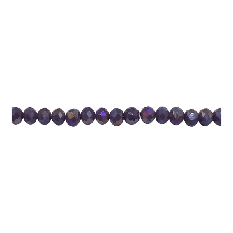 4mm Thunder Polish Glass Crystal Roundel Cut Purple Jade AB