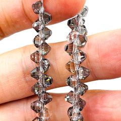 6mm Thunder Polish Glass Crystal Bicone Top Drilled Silver Gray