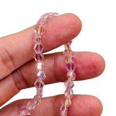 6mm Hexagon Glass Crystal Peach AB
