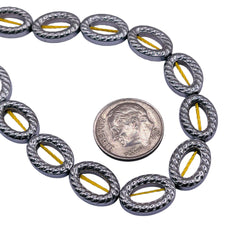 14x10mm Oval Hematite Rhodium