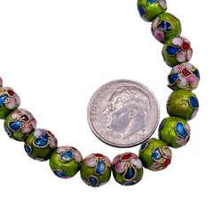 8mm Round Cloisonne Green