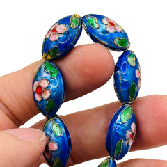 18x12mm Oval Cloisonne Blue