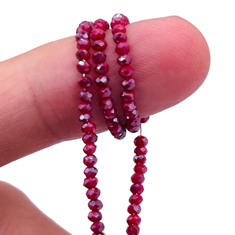 2mm Thunder Polish Glass Crystal Roundel Ruby Jade Shine