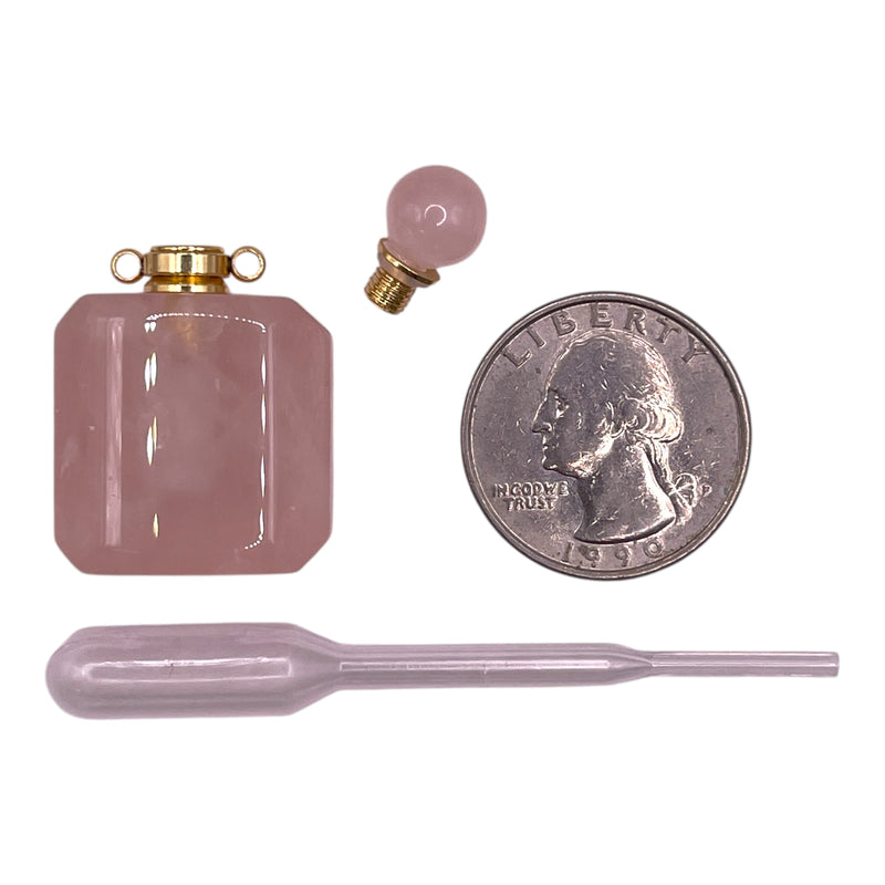 35x23mm Perfume Holder Rose Quartz Pendant