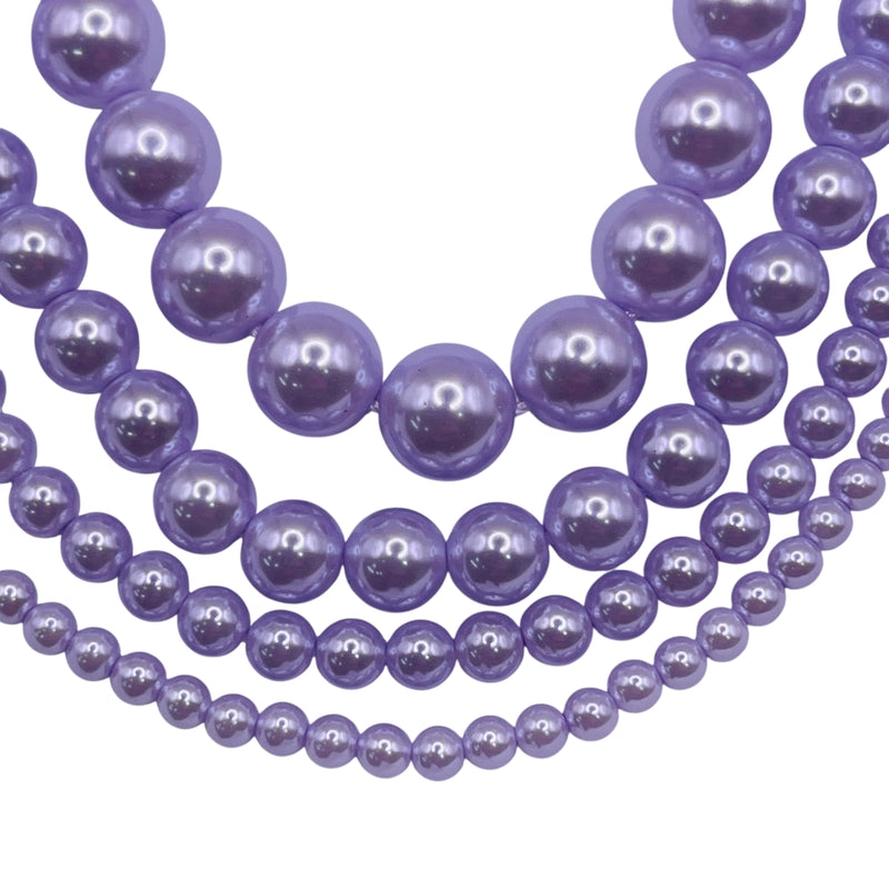 8mm Round Thunder Polish Glass Pearl Lavender