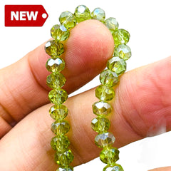 6mm Thunder Polish Glass Crystal Roundel Cut Lt. Olivine GA