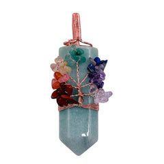 70x20mm Green Jade Wire Wrapped Pendant