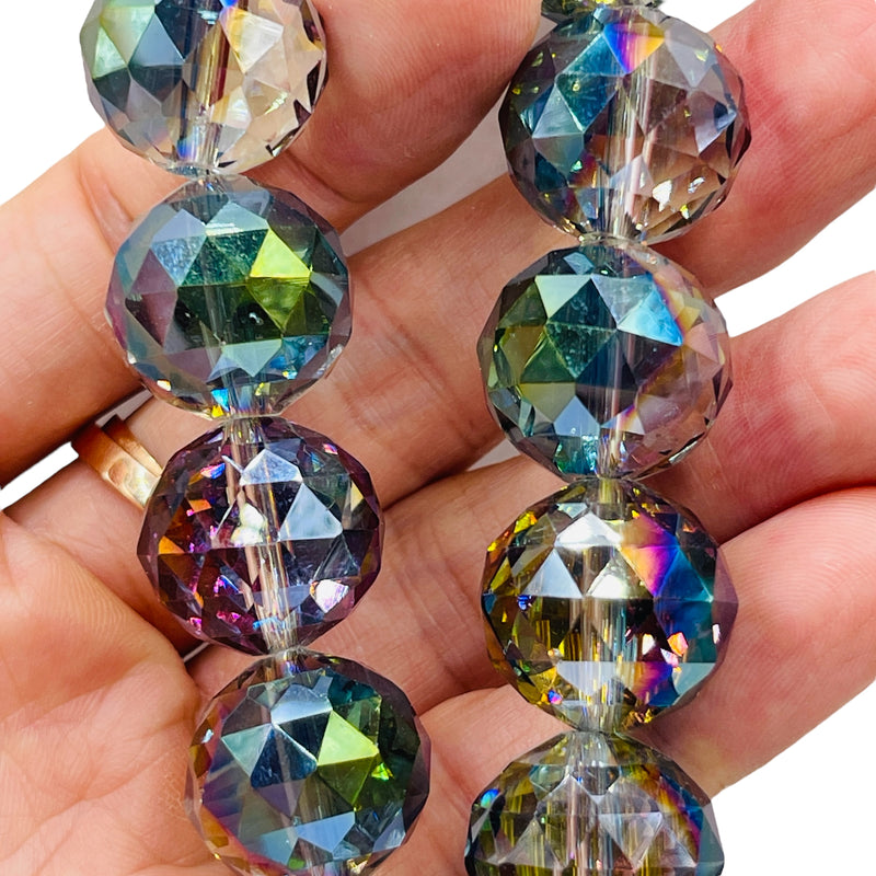 20mm Round Cut Glass Crystal Gold Violet Dream